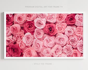 Pink Roses Art for Samsung Frame TV: Floral Digital Download