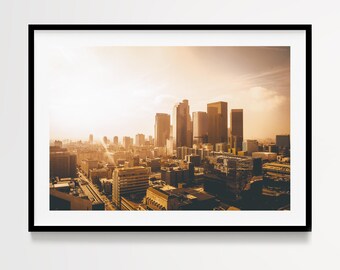 Los Angeles Wall Art, Downtown City Skyline Photography Print, Modern Apartment Artwork