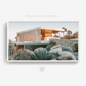 Frame tv-kunst Palm Springs halverwege de eeuw modern huis, woestijnarchitectuur digitale screensaver, kunstdownload voor Samsung Frame TV