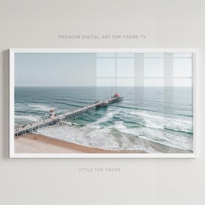 Frame Tv Art Ocean, Huntington Beach Aerial Samsung Frame Art 4K, Frame Tv Art Beach