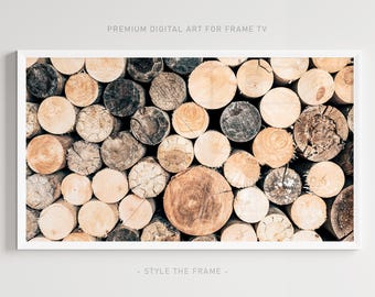 Rustic Wood Logs Art for Samsung Frame TV (Digital Download)