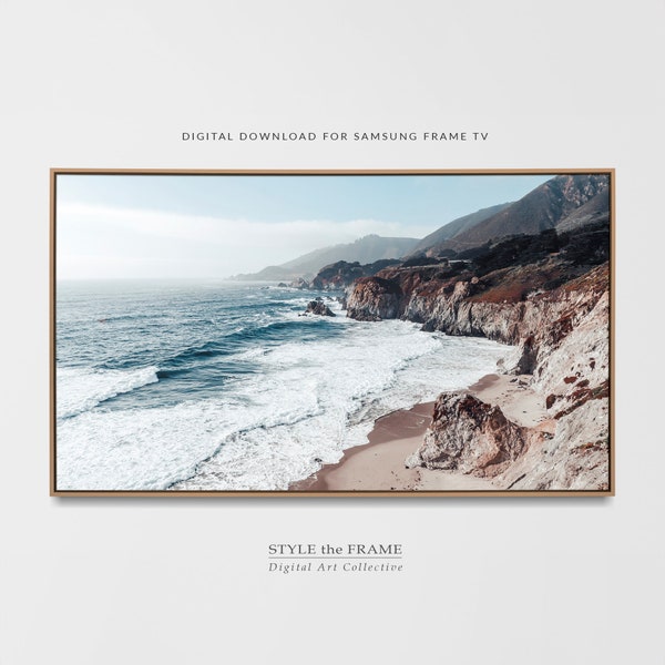 Coastal Samsung Frame TV, California Coast Landscape Frame TV Art, Beach Cliffs Digital Download Samsung Art TV, Coastal Photography