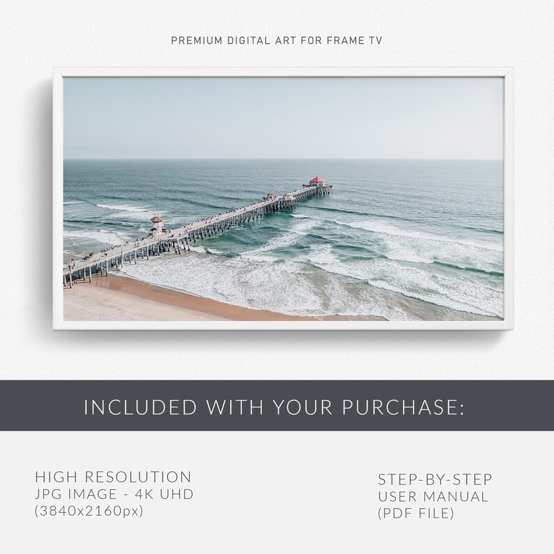 Huntington Beach Aerial: 4K Ocean View Frame TV Art (Digital Download) image 3