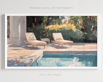 Poolside Painting, Summer Art for Samsung Frame TV (Digital Download)