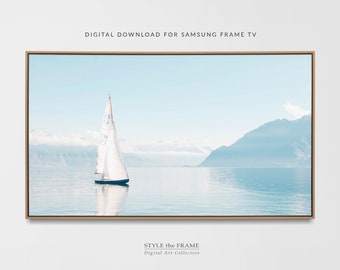 Ocean White Sailboat Art voor Samsung Frame TV - Digitale download voor Samsung Art TV