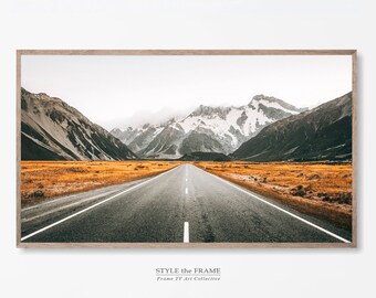 Samsung Frame Tv Art Landscape, Frame Tv Art Mountains, Moody Mountain Road Art for Frame Tv, Frame Tv Art 4K