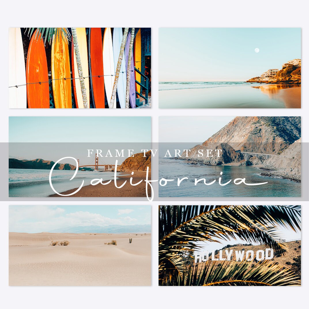 Samsung Frame TV Art, California Digital Download Set of 6, Big Sur, Hollywood, Golden Gate Bridge Instant Download Art Samsung Art TV
