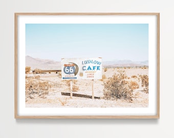 Route 66 Wall Art Print, Ludlow Cafe Desert Photography Decor, Framed or Unframed