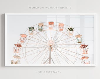 Ferris Wheel Samsung Frame TV Art, Minimalist Summer Theme (Digital Download)