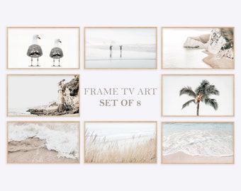 Frame Tv Art Bundle, Samsung Frame TV Art Summer Beach Set Instant Download Bundle, Beige Neutral Beach Art Set for Frame TV, Samsung Art TV