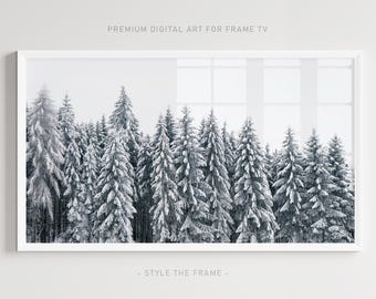 Winter Forest Frame TV Art: Snowy Pine Tree Digital Wallpaper (Digital Download)