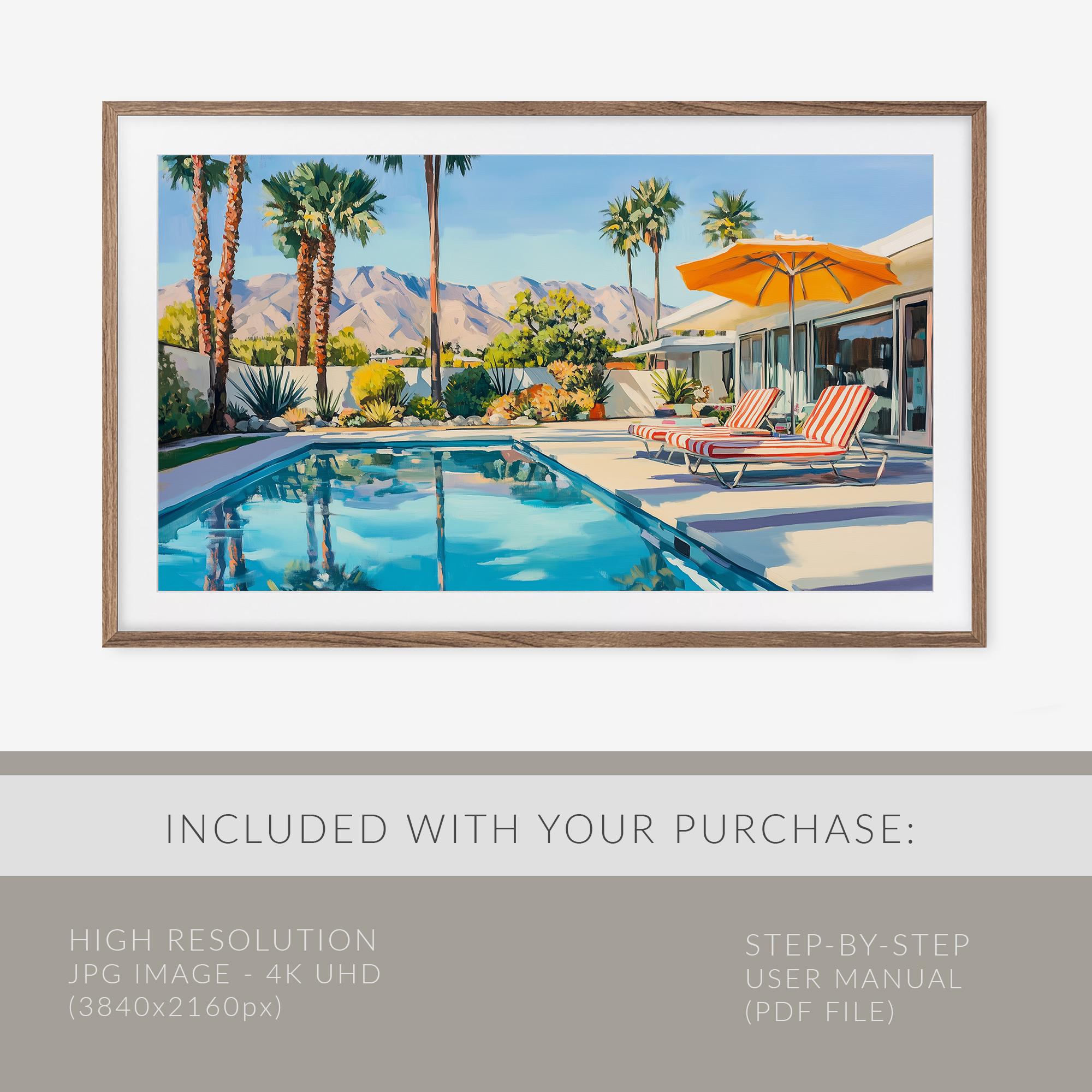 Palm Springs Pool Painting for Samsung Frame TV (digital Download