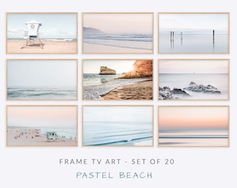 Frame Tv Art Bundle, Samsung Frame TV Art Summer Beach Set Instant Download Bundle, Pastel Beach Art Set for Frame TV, Samsung Art TV