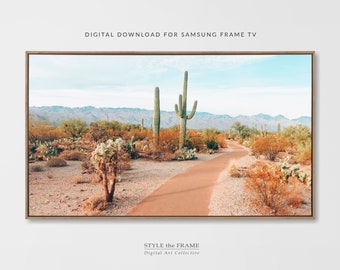 Samsung Frame TV Art Summer, Arizona Desert and Cactuses, Cactus Field in Arizona Digital Download, Frame tv Art 4K Boho Landscape Digital