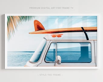 Surf Van Frame TV Art: Beach Wall Decor (Digital Download 4K JPG File)
