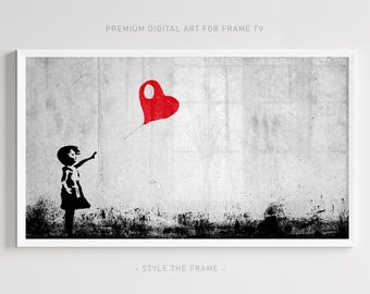 Graffiti Girl with Red Balloon: Samsung Frame TV Art (Digital Download)