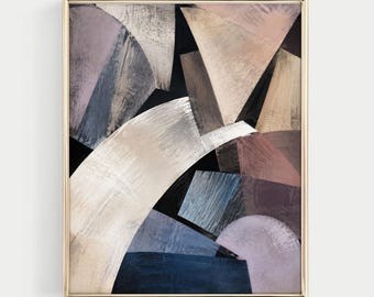 Abstract Geometric Canvas Wall Art, Mid Century Framed Print, Modern Painting
