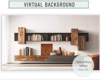 Moderne Bücherregale Virtueller Hintergrund: Professioneller Zoom Hintergrund (Digitaler Download)