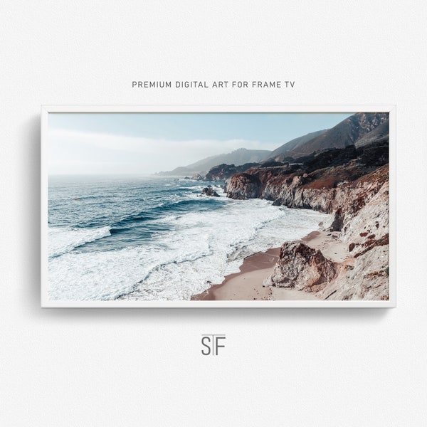 Coastal Samsung Frame TV, California Coast Landscape Frame TV Art, Beach Cliffs Digital Download Samsung Art TV, Coastal Photography