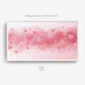Samsung Frame TV Art Valentine&#39;s Day, Pink Hearts Art Instant Download Frame Art Tv, Valentine&#39;s Day Hearts Modern Digital Art