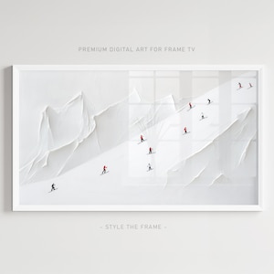 Minimalist Skiers Art: White Winter Mountain für Frame TV (Digitaler Download)