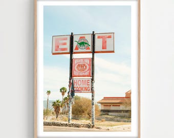 Retro Americana Wall Art, California Roadside Sign Photography, Modern Pastel Print