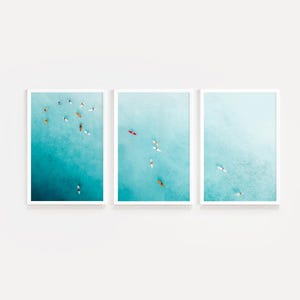 Teal Ocean Surf Art Prints: Modern Coastal Set of 3 (Digital Download)