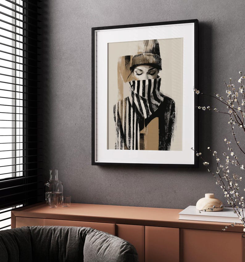 Abstract Woman Portrait Printable Wall Art – Modern Neutral Fashion ...