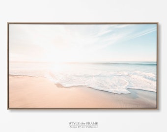 Art pour téléviseur avec cadre Samsung, plage pastel à téléchargement immédiat pour cadre Samsung, oeuvre d'art 4K coucher de soleil Golden Hour pour la télévision