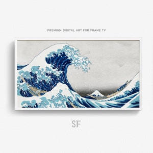 Frame TV Art Ocean Painting, Japanese Art Digital Download the Great Wave of Kanagawa, Samsung Frame Art, Digital Wallpaper