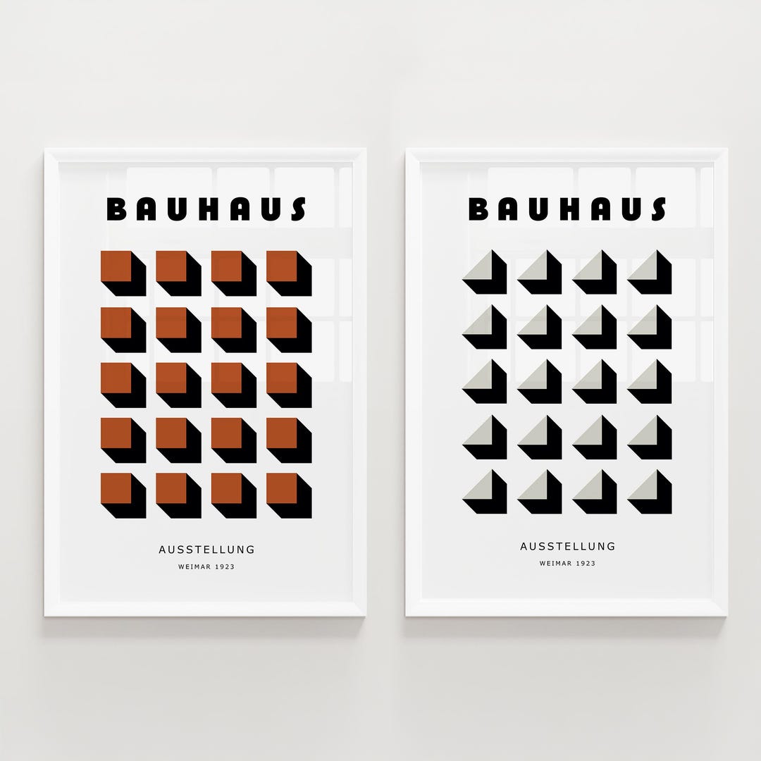 Bauhaus Printable Wall Art Set – Geometric Exhibition Minimalist ...