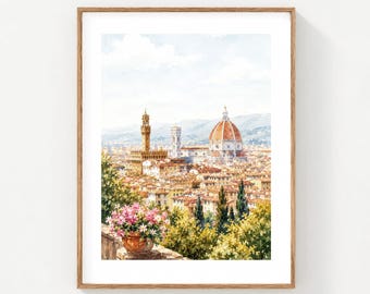 Florence Italy Wall Art Print - Florence Duomo Fine Art Print, Tuscany Cityscape Wall Decor, Italian Travel Artwork