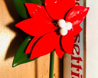 Dept 56 Poinsettia Flower Candle Snuffer- Vintage Christmas-Christmas Decorations