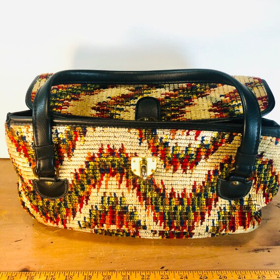 Vintage Carpet Bag, Jaclyn Tapestry Purse, Brass … - image 5