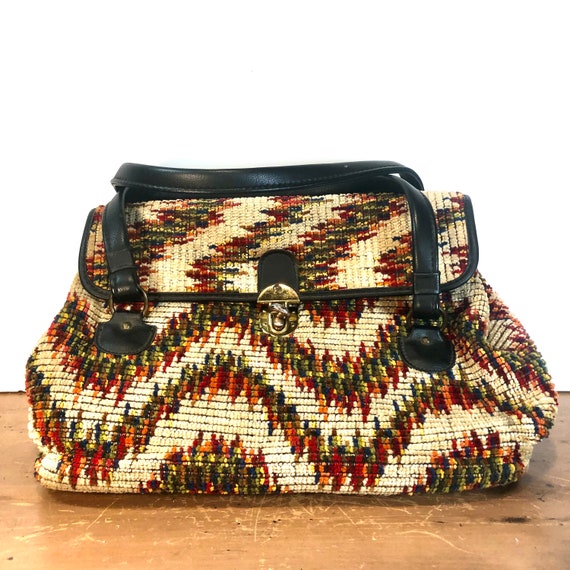 Vintage Carpet Bag, Jaclyn Tapestry Purse, Brass … - image 8