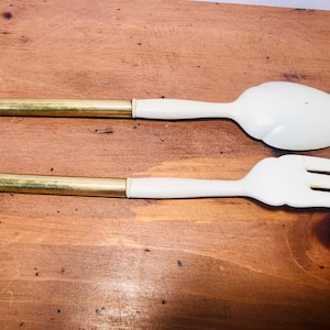 Vintage Brass Serving Utensils- Brass and Plastic