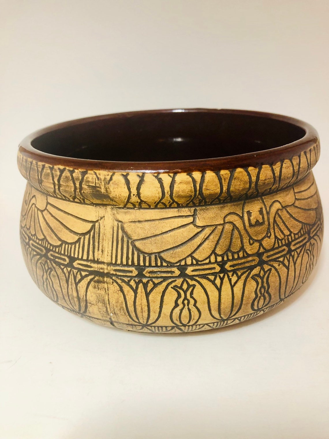 Monmouth Stoneware Egyptian Line Rare Egyptian Jardiniere | Etsy