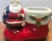 CHRISTOPHER RADKO Santa Boot Planter Vintage Christmas Decor