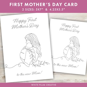 Tarjeta imprimible para el primer Día de la Madre, tarjeta DIY para el Día de la Madre para mamás primerizas