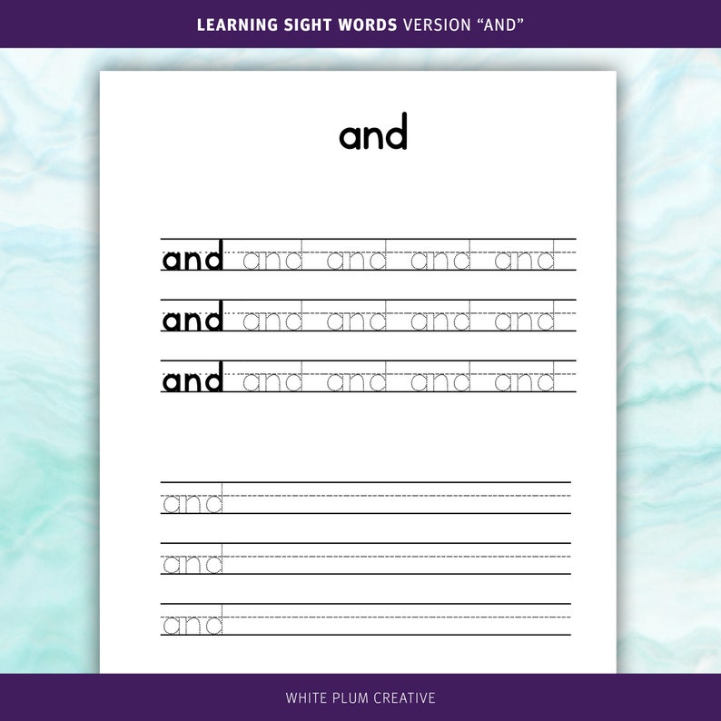Printable Sight Word Tracing Sheets for Preschool and Kindergarten - Etsy