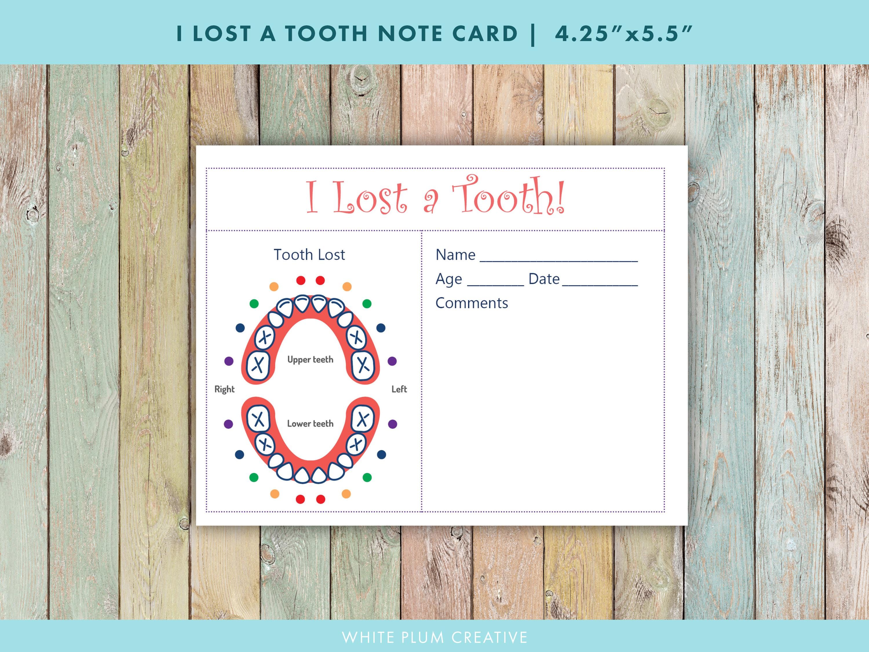 Tooth Note Paper I Lost My Tooth Note Card, Printable Note to the Tooth Fairy - Etsy