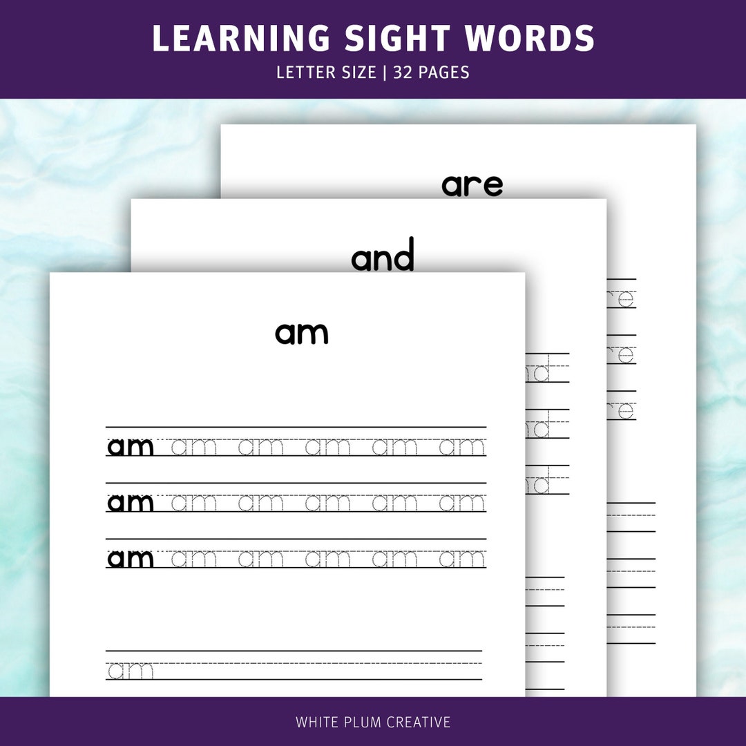 Printable Sight Word Tracing Sheets for Pre-school and Kindergarten - Etsy