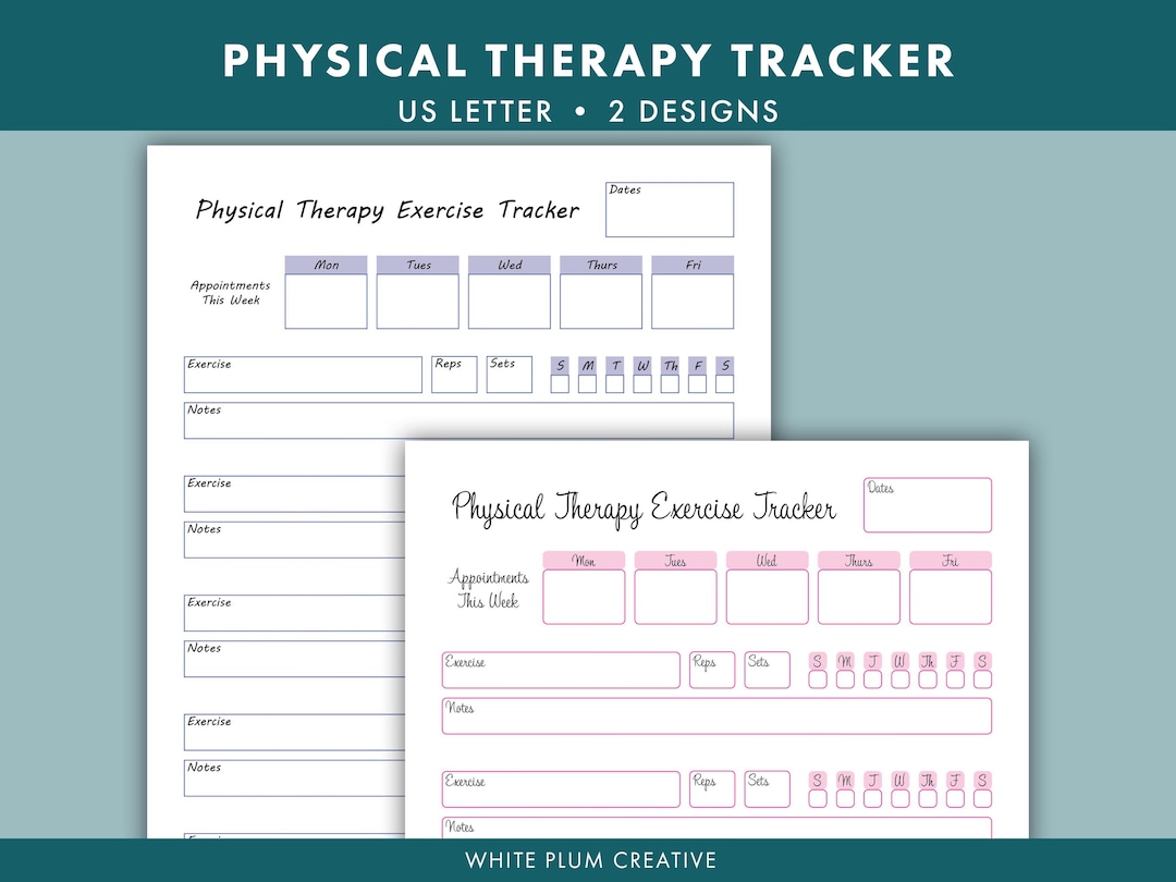 Physical Therapy Exercise Tracker Printable - Etsy