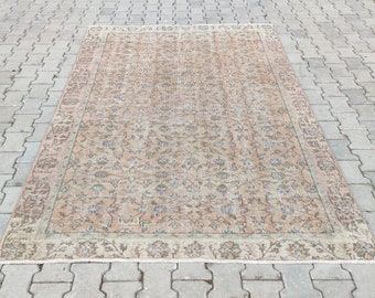 Oushak Rug, Turkish Vintage Rug, Anatolian, Wool, Hand-Made, Natural, Kilim, Antique, Bohemian, FREE SHIPPING, Size 5.3×8.9 ft (161×270cm)