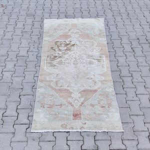 3x7 Vintage Oushak Runner Rug: Hand-Knotted Turkish Wool