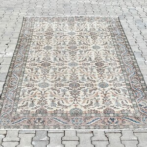 Vintage Oushak Rug: Hand-Knotted Wool, Bohemian Turkish Rug (5.8x9.7 ft)