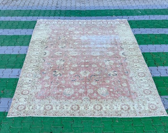 Large Vintage Oushak Rug: Hand-Knotted Turkish Wool, 7.8x11.1 ft