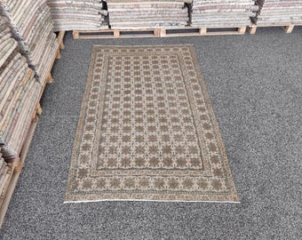 5x8 Oushak Rug, Hand-Made, Wool, Antique, Turkish Vintage Rug