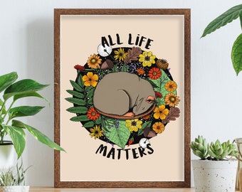 Vegan Poster - All life matters - Vegan A4 Art Print - Vegan Wal Art - Vegan Print - Vegan Gift - Vegan Wall Decor