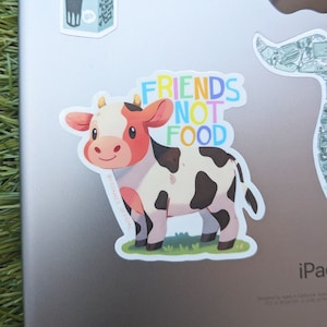 Sticker koe - Friends not food - veganistische sticker - stickers activist